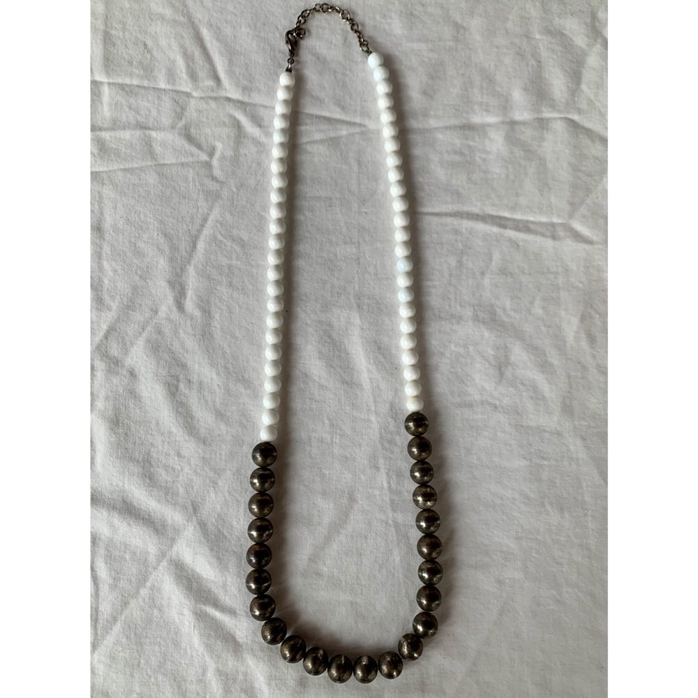 J. Crew Modern white and metal beaded necklace
